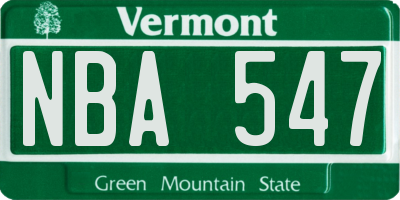 VT license plate NBA547