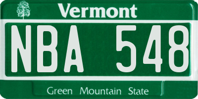 VT license plate NBA548
