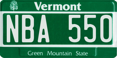 VT license plate NBA550