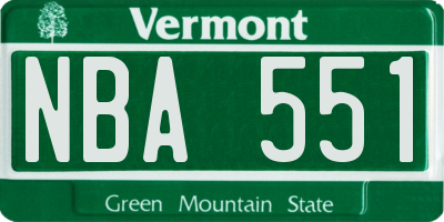 VT license plate NBA551