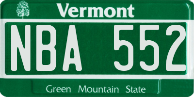 VT license plate NBA552