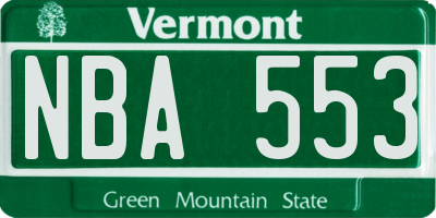 VT license plate NBA553