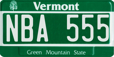 VT license plate NBA555