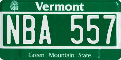VT license plate NBA557