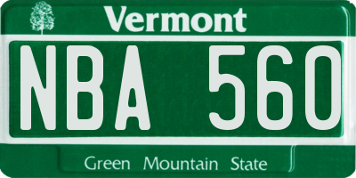 VT license plate NBA560