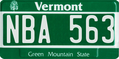 VT license plate NBA563