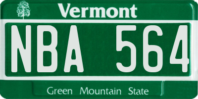 VT license plate NBA564