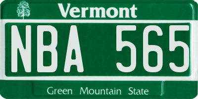 VT license plate NBA565