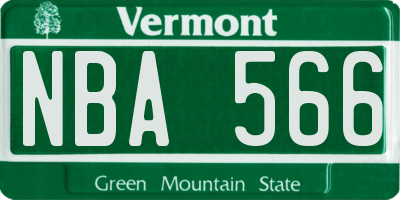 VT license plate NBA566