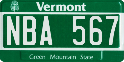 VT license plate NBA567