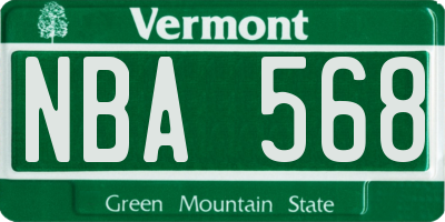 VT license plate NBA568