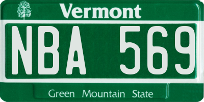 VT license plate NBA569