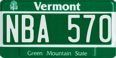 VT license plate NBA570