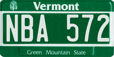 VT license plate NBA572