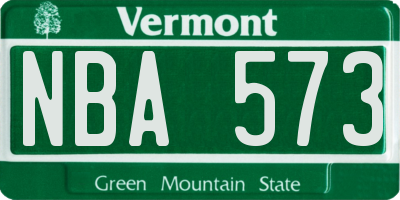 VT license plate NBA573