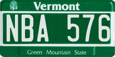 VT license plate NBA576