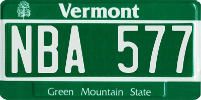 VT license plate NBA577