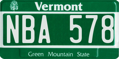 VT license plate NBA578