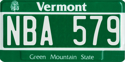 VT license plate NBA579