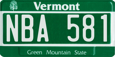 VT license plate NBA581