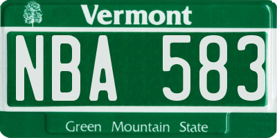 VT license plate NBA583