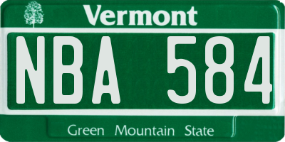 VT license plate NBA584