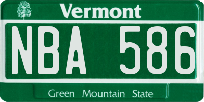 VT license plate NBA586
