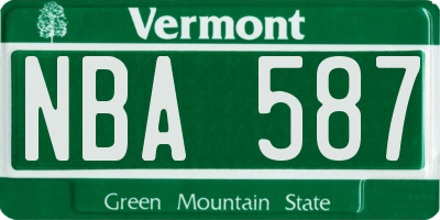 VT license plate NBA587