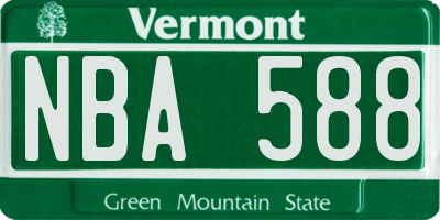 VT license plate NBA588