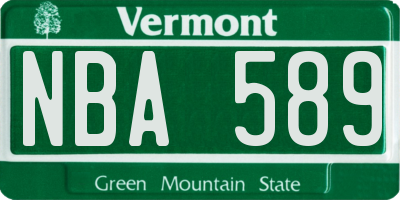 VT license plate NBA589