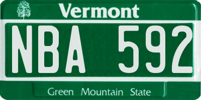 VT license plate NBA592