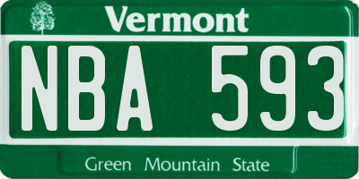 VT license plate NBA593