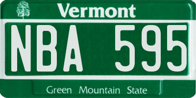 VT license plate NBA595