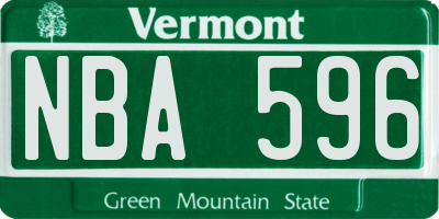 VT license plate NBA596