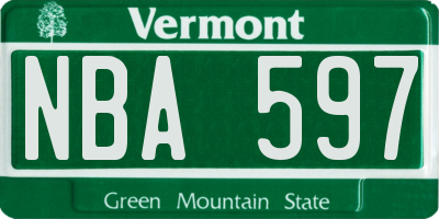 VT license plate NBA597