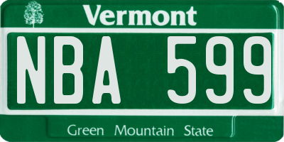 VT license plate NBA599