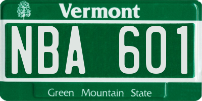 VT license plate NBA601