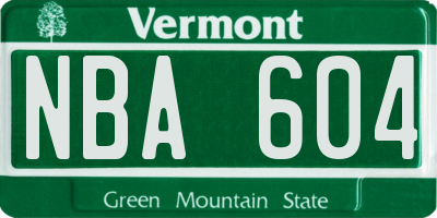 VT license plate NBA604