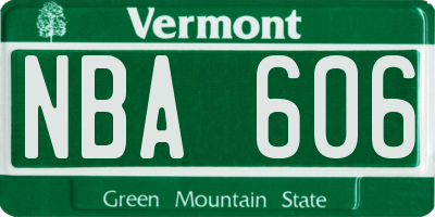 VT license plate NBA606