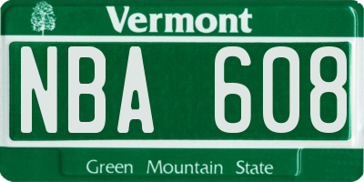 VT license plate NBA608