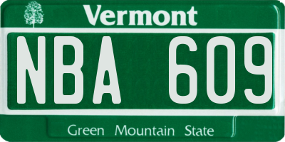 VT license plate NBA609