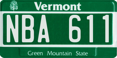 VT license plate NBA611
