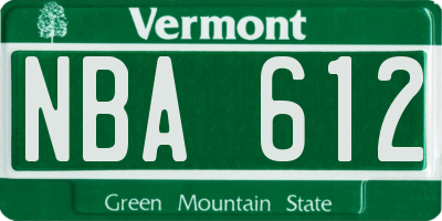 VT license plate NBA612