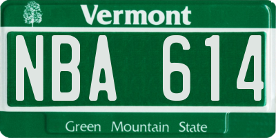VT license plate NBA614