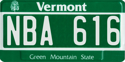 VT license plate NBA616