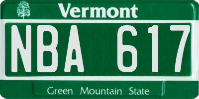 VT license plate NBA617