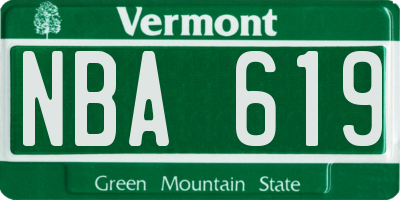 VT license plate NBA619