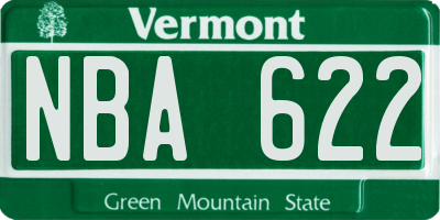 VT license plate NBA622