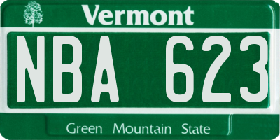 VT license plate NBA623