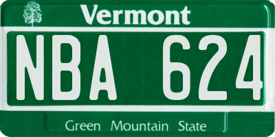 VT license plate NBA624
